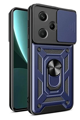 CepteToptan Xiaomi Redmi Note 13 Pro Plus Kılıf Pars Lens Yüzüklü Silikon - Lacivert - DROPX8238-2900