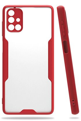 CepteToptan Samsung Galaxy M51 Kılıf Platin Silikon - Kırmızı - DROPX6284-2392