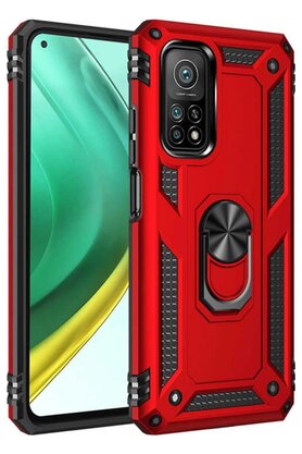 CepteToptan Xiaomi Mi 10T Pro Kılıf Sofya Yüzüklü Silikon Kapak - Kırmızı - DROPX9172-9921