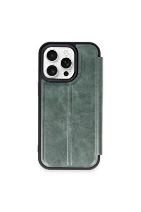 CepteToptan iPhone 15 Pro Max Kılıf Flip Cover - Koyu Yeşil - DROPX9090-2459