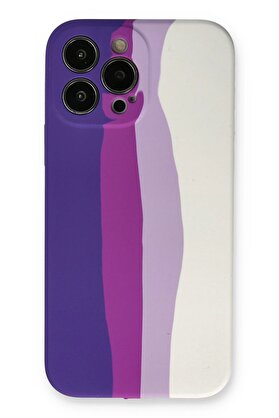 CepteToptan iPhone 13 Pro Kılıf Ebruli Lansman Silikon - Mor-Beyaz - NEO3589-2634