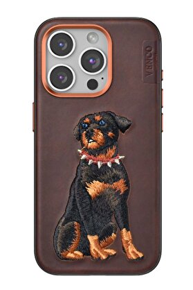 CepteToptan iPhone 15 Pro Perma Desenli Kapak - Koyu Kahve - DROPX6815-8709