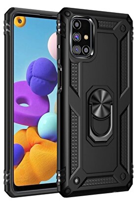 CepteToptan Samsung Galaxy M51 Kılıf Sofya Yüzüklü Silikon Kapak - Siyah - DROPX8986-9860