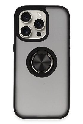CepteToptan iPhone 16 Pro Kılıf Montreal Yüzüklü Silikon Kapak - Siyah - DROPX2620-2030