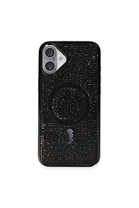 Toptan Bulurum iPhone 16 Kılıf Diamond Magsafe Kapak - Siyah