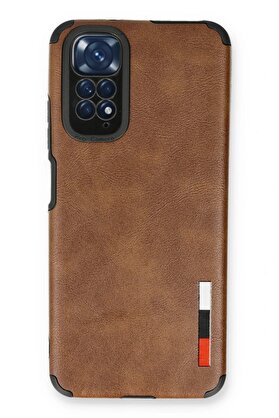 CepteToptan Xiaomi Redmi Note 11 Kılıf Loop Deri Silikon - Kahverengi - DROPX4902-7860