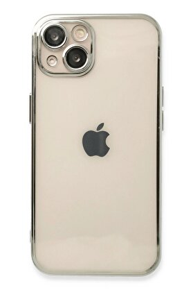 CepteToptan iPhone 14 Plus Kılıf Lensli Silikon - Gümüş - DROPX9091-2920