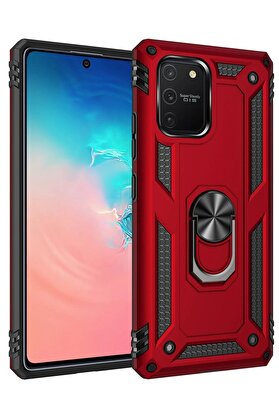 CepteToptan Samsung Galaxy A91 / S10 Lite Kılıf Sofya Yüzüklü Silikon Kapak - Kırmız? - DROPX8324-5874