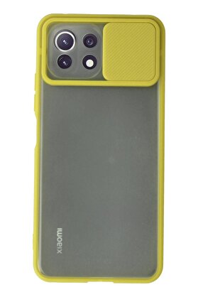CepteToptan Xiaomi Mİ 11 Lite Kılıf Palm Buzlu Kamera Sürgülü Silikon - Sarı - DROPX3040-7430