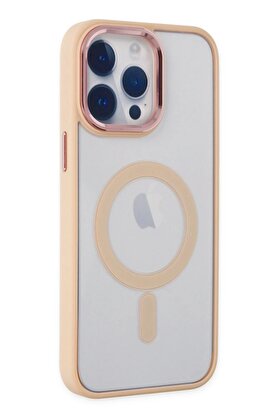 CepteToptan iPhone 14 Pro Max Kılıf Room Magneticsafe Silikon - Pudra - DROPX3665-4199
