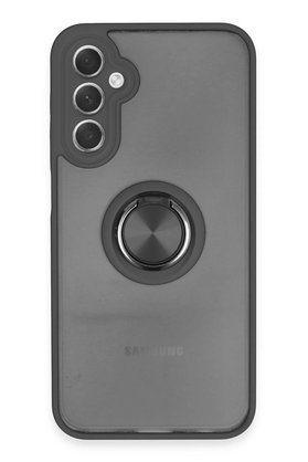 CepteToptan Samsung Galaxy A24 4G Kılıf Montreal Yüzüklü Silikon Kapak - Siyah - DROPX7255-6700