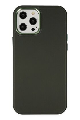 CepteToptan iPhone 12 Pro Max Kılıf Asya Deri Silikon - Koyu Yeşil - DROPX1388-4154