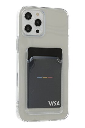 CepteToptan iPhone 12 Pro Max Kılıf Kart Şeffaf Silikon - Şeffaf - DROPX1326-3781