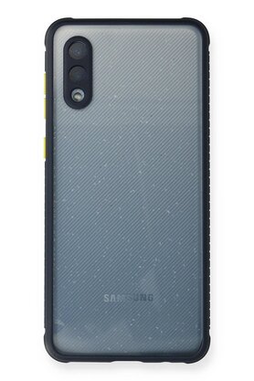 CepteToptan Samsung Galaxy A02 Kılıf Miami Şeffaf Silikon - Lacivert - DROPX8269-5590