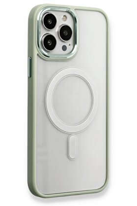 CepteToptan iPhone 13 Pro Kılıf Room Magneticsafe Silikon - Su Yeşili - DROPX2392-8096