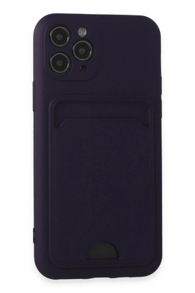 CepteToptan iPhone 11 Pro Kılıf Kelvin Kartvizitli Silikon - Derin Mor - DROPX7960-2084