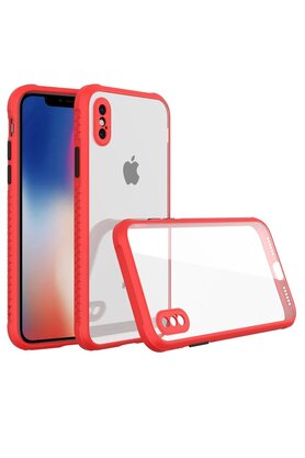 CepteToptan iPhone XS Max Kılıf Miami Şeffaf Silikon - Kırmızı - DROPX7885-2018