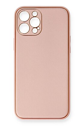 CepteToptan iPhone 12 Pro Max Kılıf Coco Deri Silikon Kapak - Pembe - DROPX5824-2358