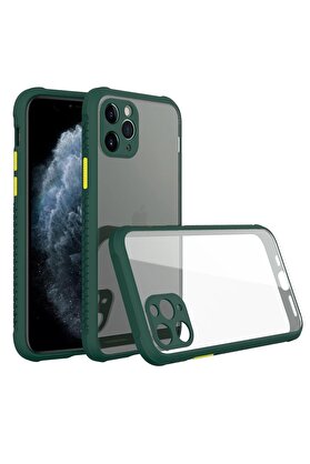 CepteToptan iPhone 11 Pro Max Kılıf Miami Şeffaf Silikon - Koyu Yeşil - DROPX9387-9997