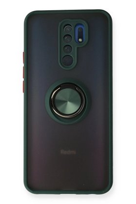 CepteToptan Xiaomi Redmi 9 Kılıf Montreal Yüzüklü Silikon Kapak - Yeşil - DROPX9561-6494