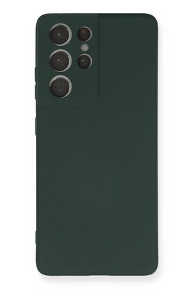 CepteToptan Samsung Galaxy S21 Ultra Kılıf Nano içi Kadife Silikon - Koyu Yeşil - DROPX1583-1624