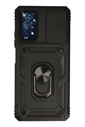 CepteToptan Xiaomi Redmi Note 11 Pro Kılıf Pars Lens Yüzüklü Silikon - Siyah - DROPX7799-7636