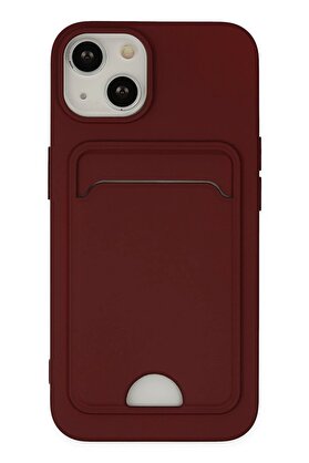 CepteToptan iPhone 14 Plus Kılıf Kelvin Kartvizitli Silikon - Bordo - DROPX3166-6226