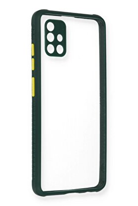 CepteToptan Samsung Galaxy A71 Kılıf Miami Şeffaf Silikon - Koyu Yeşil - DROPX4054-5582