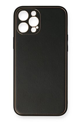 CepteToptan iPhone 12 Pro Max Kılıf Coco Deri Silikon Kapak - Siyah - DROPX6961-2784