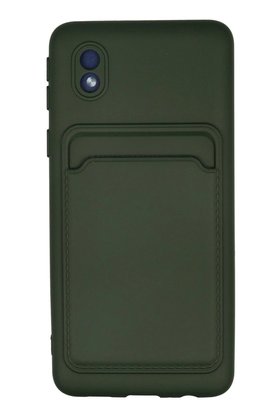 CepteToptan Samsung Galaxy A01 Core Kılıf Kelvin Kartvizitli Silikon - Koyu Yeşil - DROPX7405-1684