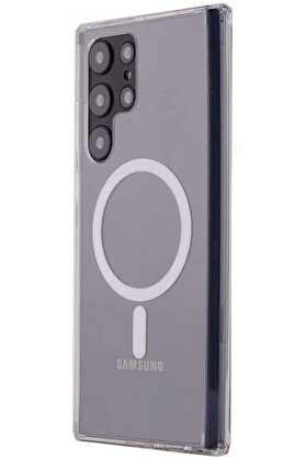 CepteToptan Samsung Galaxy S22 Ultra Kılıf Magneticsafe Şeffaf Silikon - Şeffaf - DROPX5060-8586
