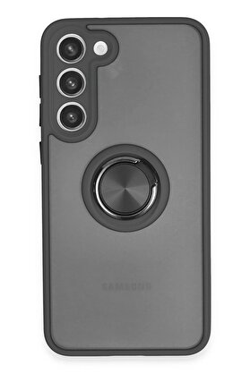 CepteToptan Samsung Galaxy S23 Plus Kılıf Montreal Yüzüklü Silikon Kapak - Siyah - DROPX8576-4290