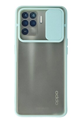 CepteToptan Oppo Reno 5 Lite Kılıf Palm Buzlu Kamera Sürgülü Silikon - Turkuaz - DROPX8074-5525