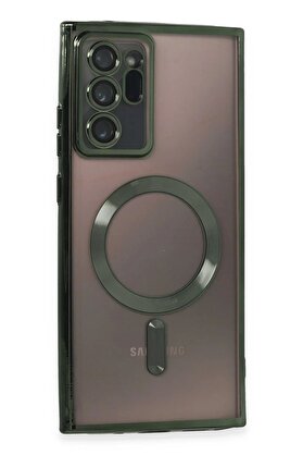 CepteToptan Samsung Galaxy Note 20 Ultra Kılıf Kross Magneticsafe Kapak - Koyu Yeşil - DROPX5473-4173