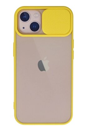 CepteToptan iPhone 13 Kılıf Palm Buzlu Kamera Sürgülü Silikon - Sarı - DROPX5590-7369