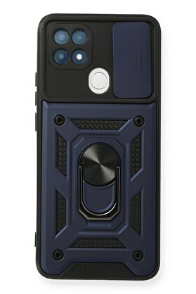 CepteToptan Oppo A15 Kılıf Pars Lens Yüzüklü Silikon - Lacivert - DROPX6160-9384