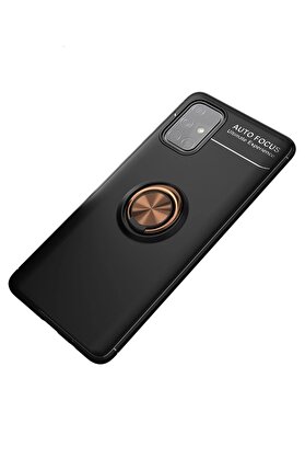 CepteToptan Samsung Galaxy M31S Kılıf Range Yüzüklü Silikon - Siyah-Gold - DROPX3275-7193