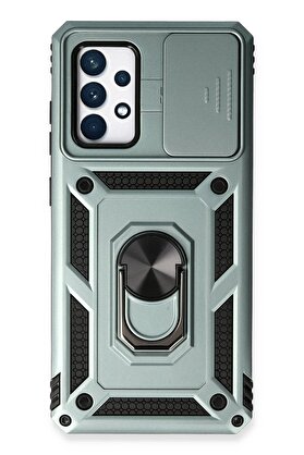 CepteToptan Samsung Galaxy A73 5G Kılıf Pars Lens Yüzüklü Silikon - Yeşil - DROPX6673-8462