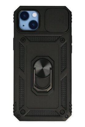 CepteToptan iPhone 14 Plus Kılıf Pars Lens Yüzüklü Silikon - Siyah - DROPX3335-2920