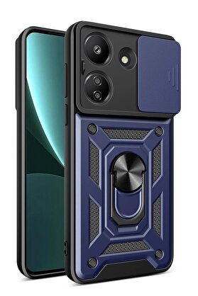 CepteToptan Xiaomi Redmi 13C Kılıf Pars Lens Yüzüklü Silikon - Lacivert - DROPX5325-1772