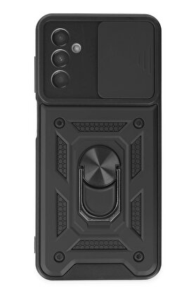 CepteToptan Samsung Galaxy A04S Kılıf Pars Lens Yüzüklü Silikon - Siyah - DROPX3295-8611