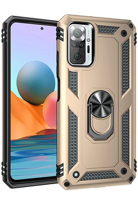 CepteToptan Xiaomi Redmi Note 10 Pro Kılıf Sofya Yüzüklü Silikon Kapak - Gold - DROPX2476-1552