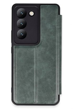 CepteToptan Vivo V30 Lite 4G Kılıf Flip Cover - Koyu Yeşil - DROPX8257-9441
