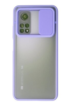 CepteToptan Xiaomi Mi 10T Kılıf Palm Buzlu Kamera Sürgülü Silikon - Lila - DROPX3375-2479