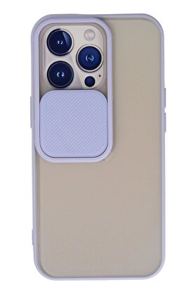 CepteToptan iPhone 13 Pro Kılıf Palm Buzlu Kamera Sürgülü Silikon - Lila - DROPX5199-2270