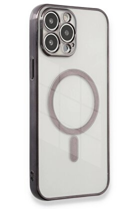 CepteToptan iPhone 13 Pro Max Kılıf Magneticsafe Lazer Silikon - Siyah - DROPX7764-2464