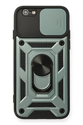 CepteToptan iPhone 6 Kılıf Pars Lens Yüzüklü Silikon - Yeşil - DROPX9086-6269