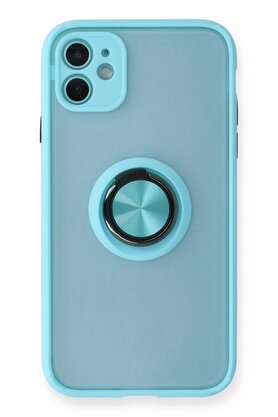 CepteToptan iPhone 11 Kılıf Montreal Yüzüklü Silikon Kapak - Buz Mavi - DROPX2322-9234