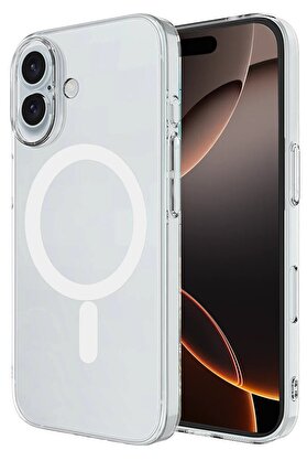 CepteToptan iPhone 16 Plus Kılıf Magneticsafe Şeffaf Silikon - Şeffaf - DROPX1089-8092