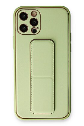 CepteToptan iPhone 12 Pro Kılıf Coco Deri Standlı Kapak - Su Yeşili - DROPX9137-9354